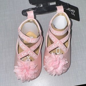 Bebe Light Pink Dress Shoes with Floral Detail